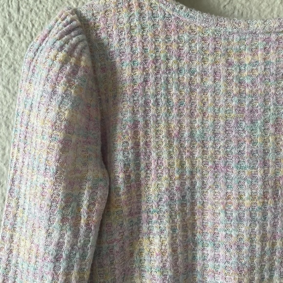 Cat & Jack Waffle Knit Top Girls 3T Pastel Peplum Long Sleeve - Picture 4 of 7